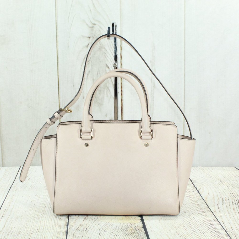 Michael Kors Tan Leather Studded Top Handles Sling Satchel Handbag - Picture 8 of 11